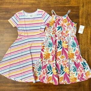 Jumping Beans Multicolor Striped and Floral Kids Dresses Size 7 NWT